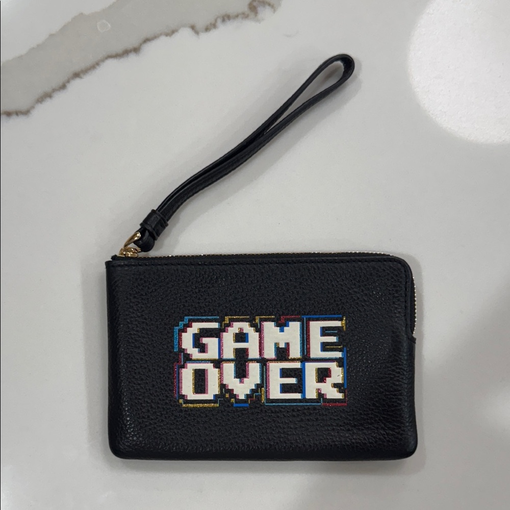 Coach Black Wristlet with Zipper Detail